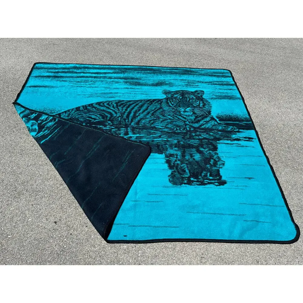 San Marcos Tiger Blue Throw Blanket 77x76